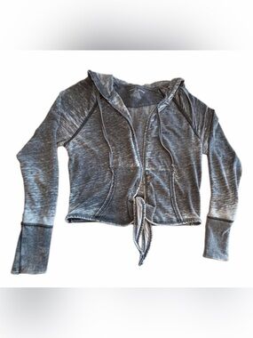 DKNY Gray Tie-Front Cardigan Style Hoodie